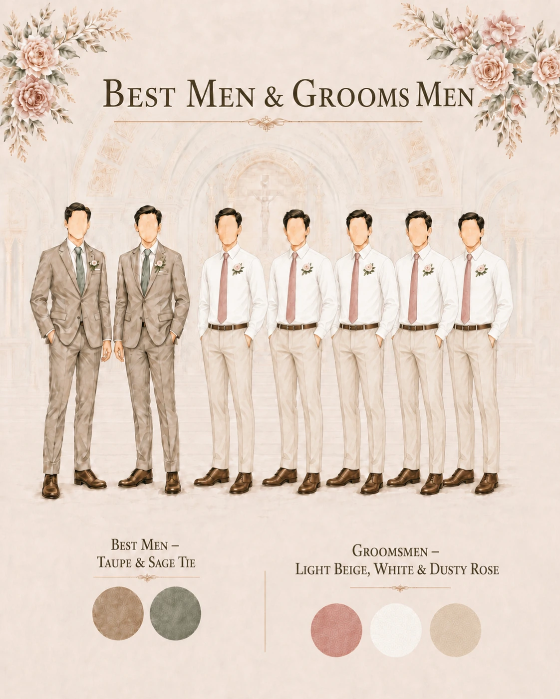 Attire close-up for the groomsmen and best men